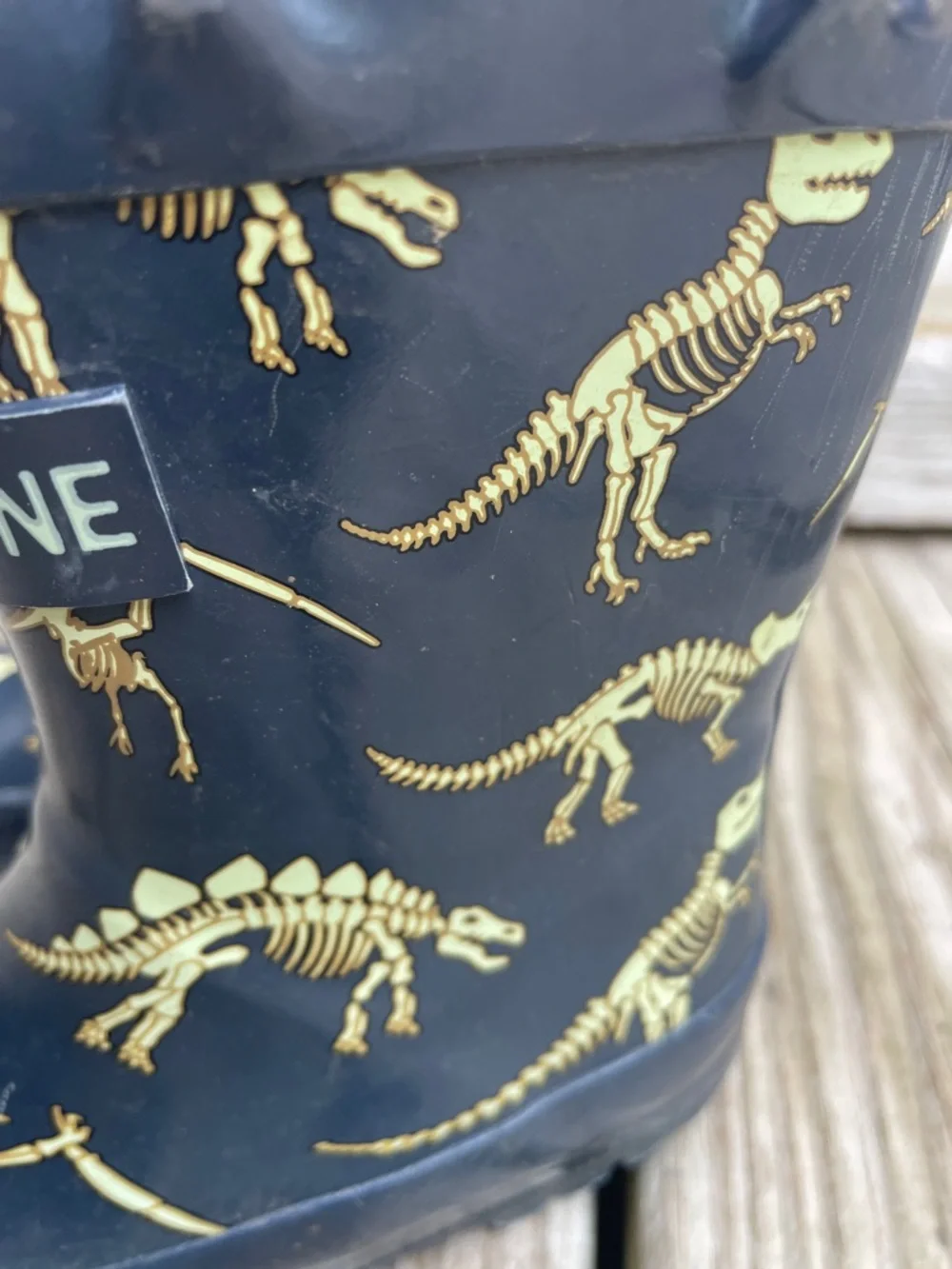 🦕🦖Lone Cone Kids Dinosaur Rain Boots Wellies Navy Yellow Size 5 Waterproof